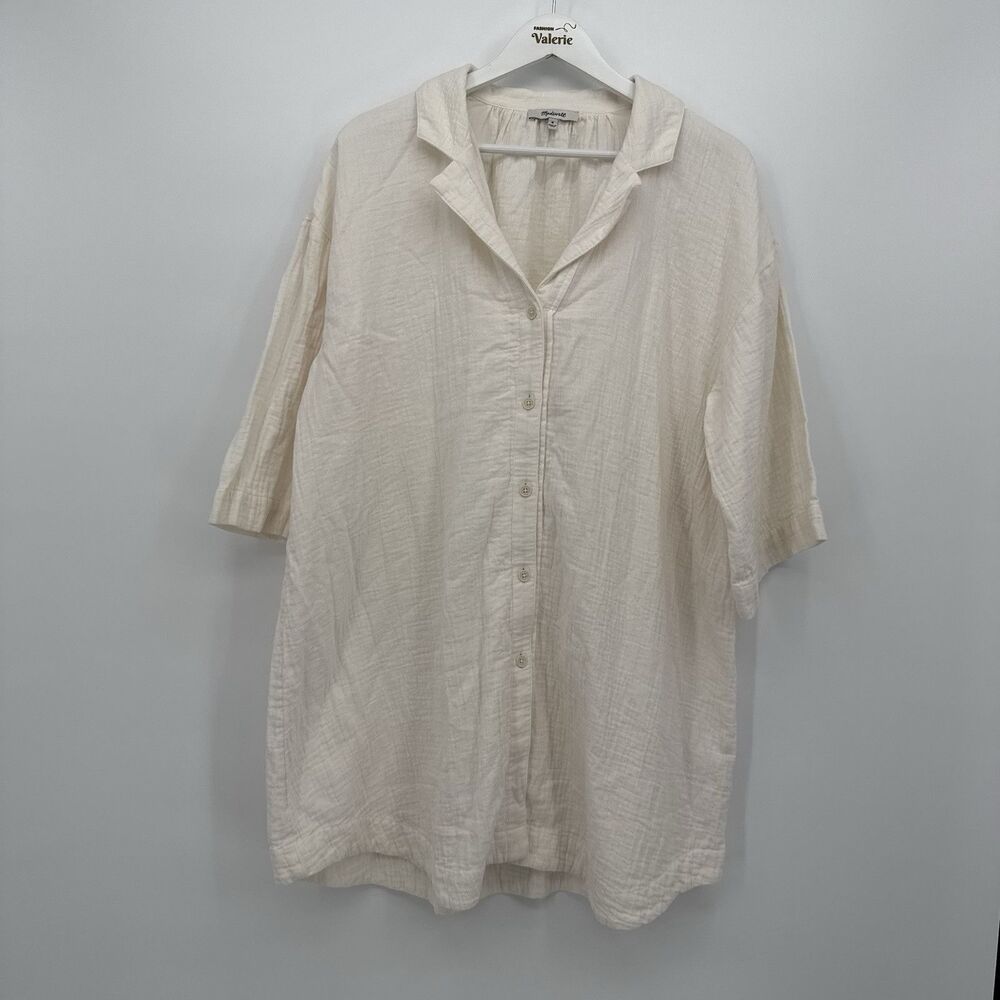 Madewell Lightspun Cream Button-Front Swim Coverup